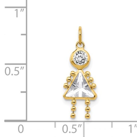 14k Yellow Girl Boy CZ Colored Stone birthday Month Charm Pendant - Picture 6 of 10